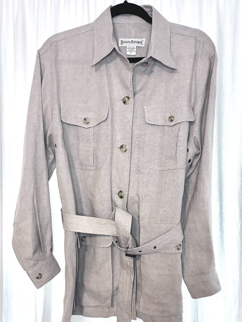 1990 Banana Republic Linen Safari Jacket Woman’s Size M Rare Gem (10290)